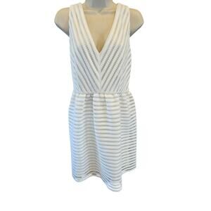 Bar III sz L white eyelet mesh lined sundress beach casual comfort minimalist